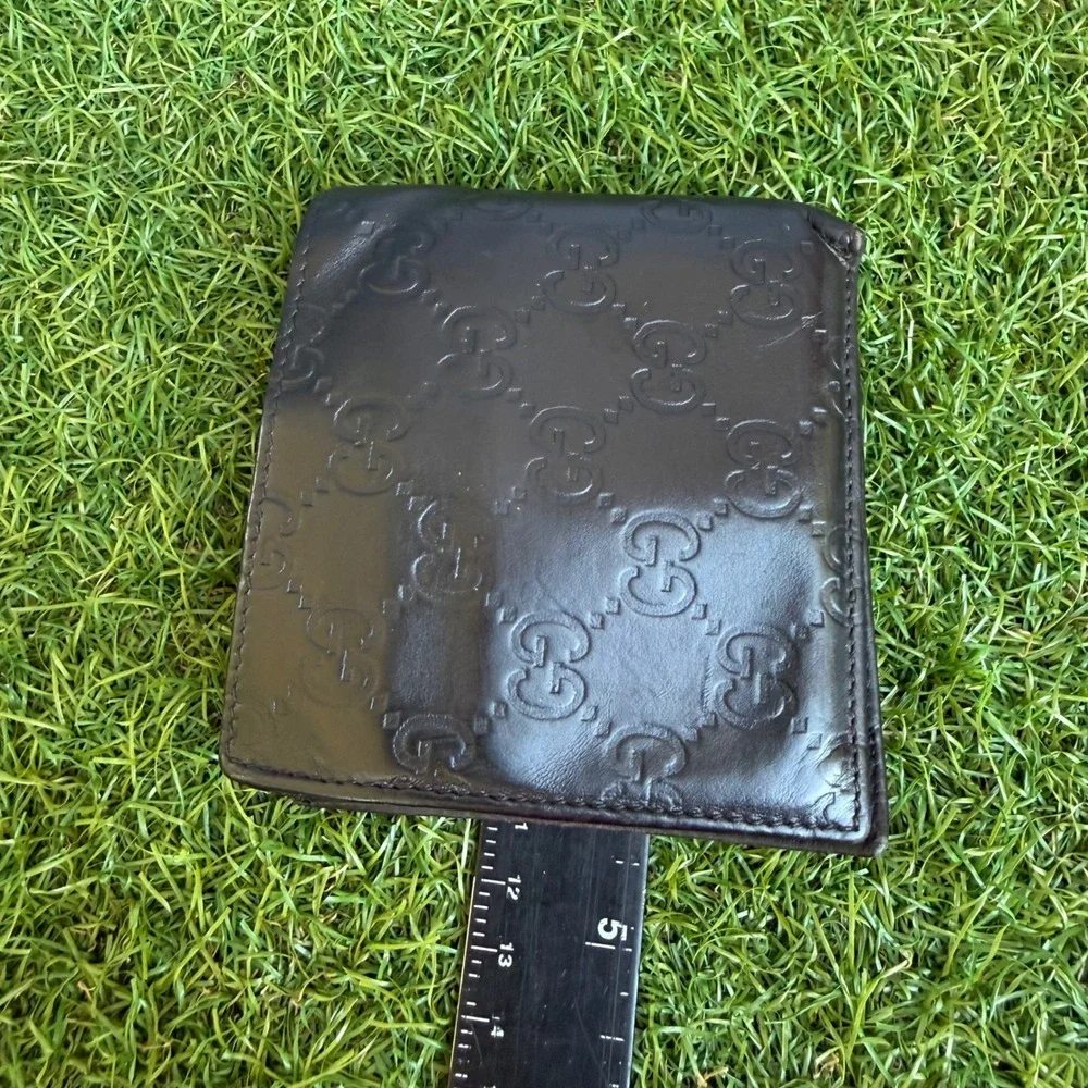Gucci Guccissima Black Leather Bifold Wallet with Coin Pocket Made in Italy